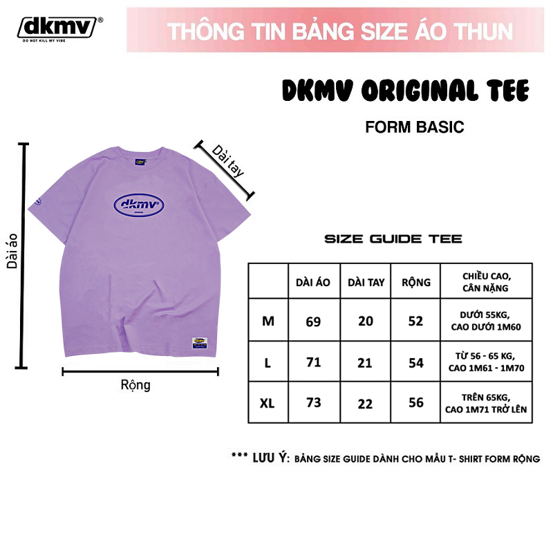 thông tin size áo thun local brand giá rẻ dkmv violet original tee streetwear