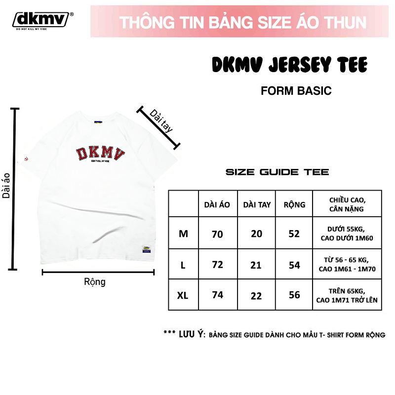 thông tin size áo thun local brand dkmv white jersey tee streewear