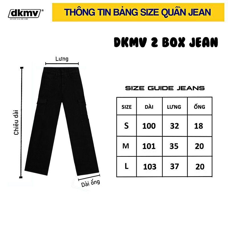 thông tin size quần jean ống rộng nữ màu đen dkmv black 2 box jean streetwear