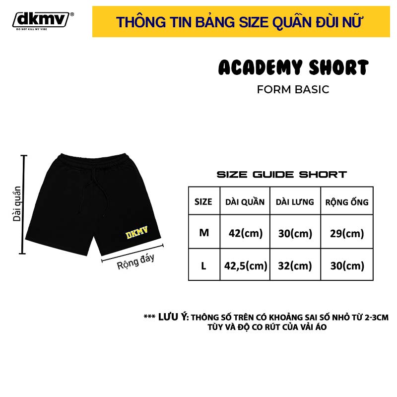 quần short nữ lưng thun màu đen academy short