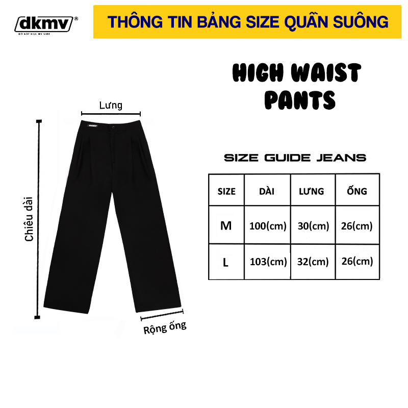 quần suông ống rộng lưng cao màu đen