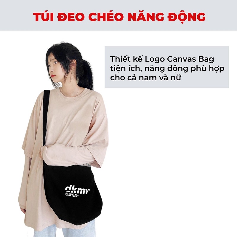 túi đeo chéo canvas DKMV Logo Canvas Bag Black