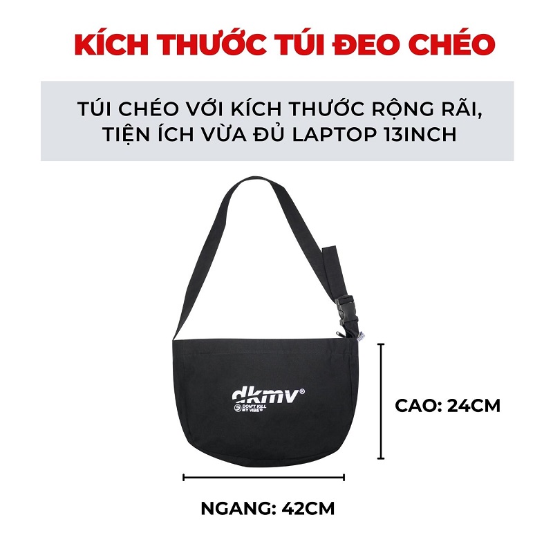 túi đeo chéo canvas DKMV Logo Canvas Bag Black