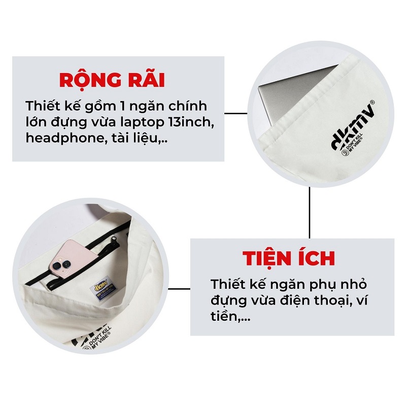 túi đeo chéo nữ đẹp DKMV Logo Canvas Bag