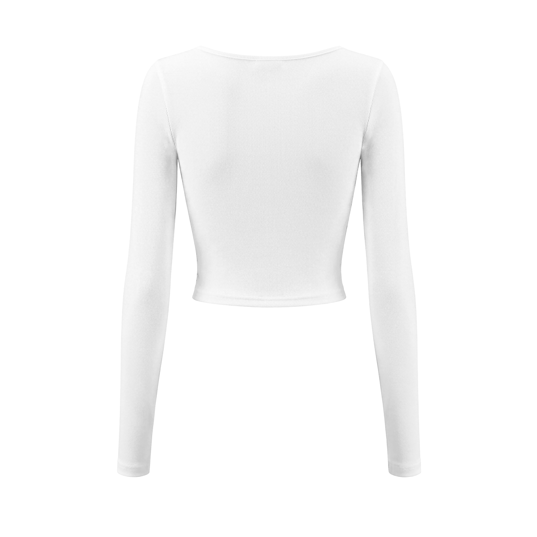 Áo dài tay thun nữ croptop DKMV ren trắng phối dây ruy băng