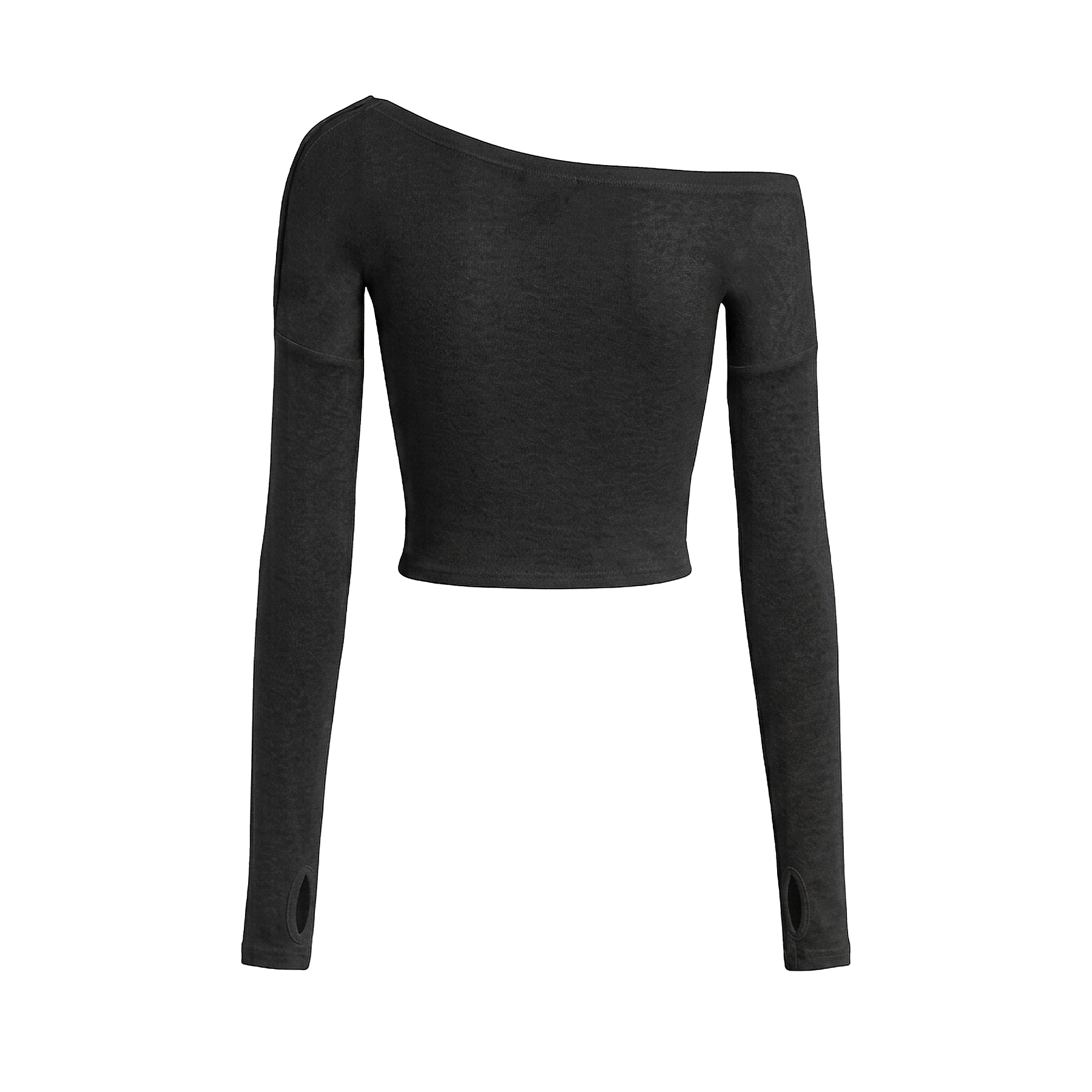 Áo lệch vai kiểu nữ dáng croptop DKMV dài tay vai phối nút