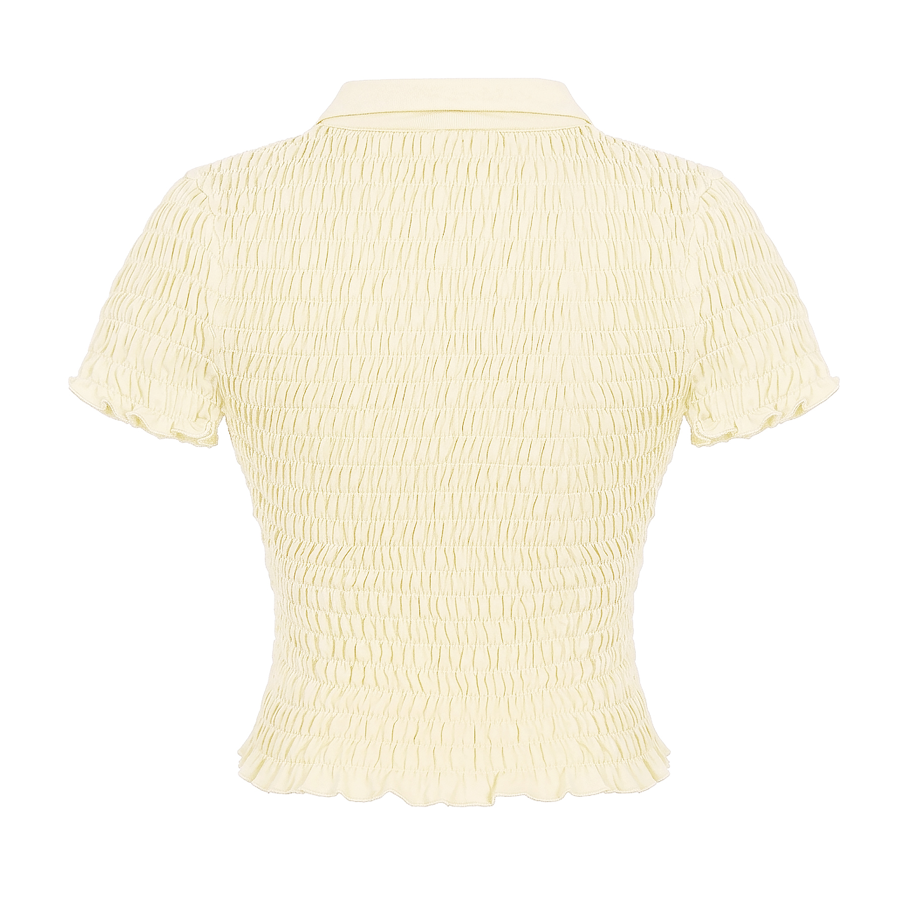 Áo nữ ôm cổ bẻ thân nhún chun co giãn DKMV tay ngắn croptop