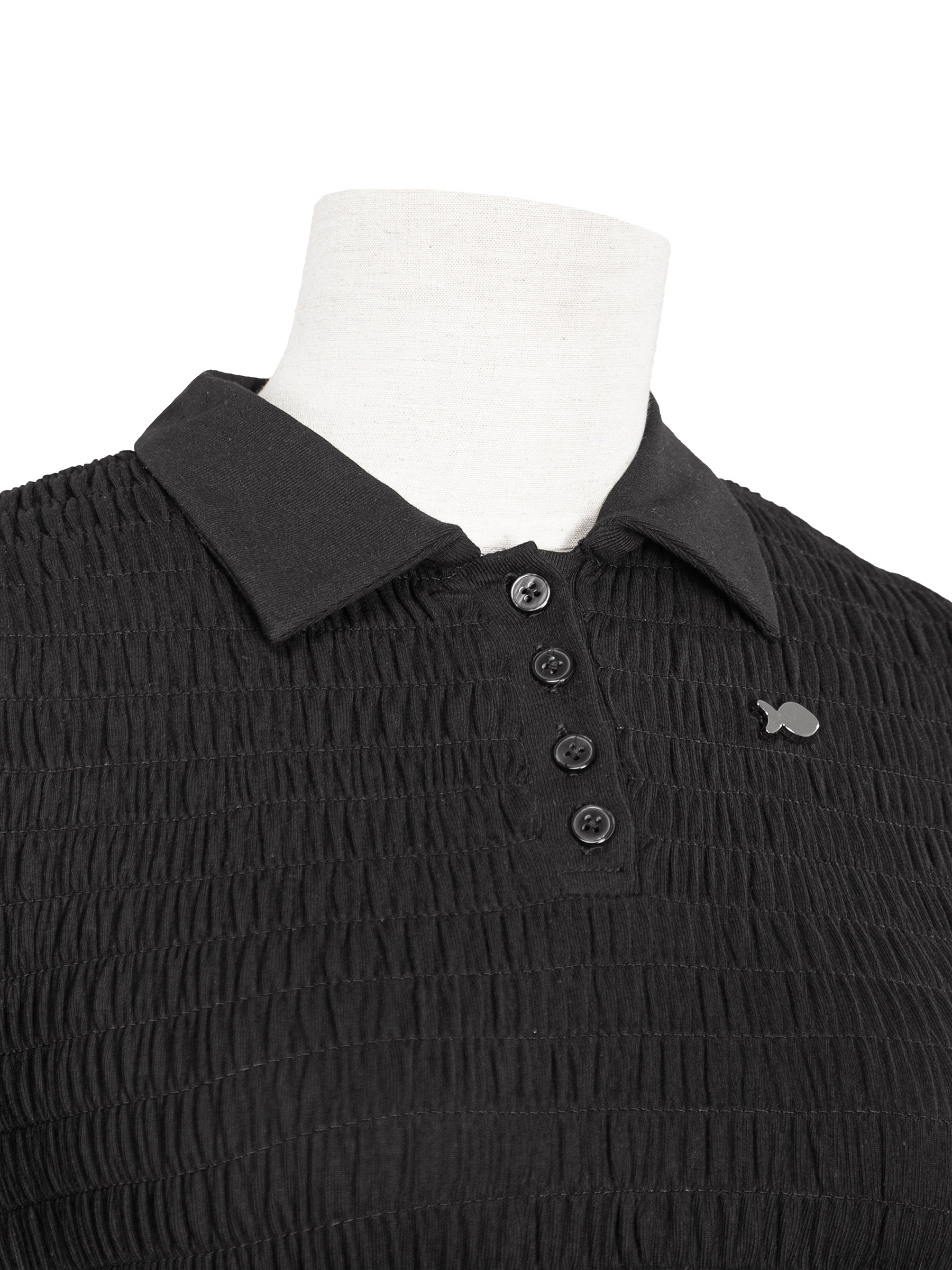 Áo nữ ôm cổ bẻ thân nhún chun co giãn DKMV tay ngắn croptop