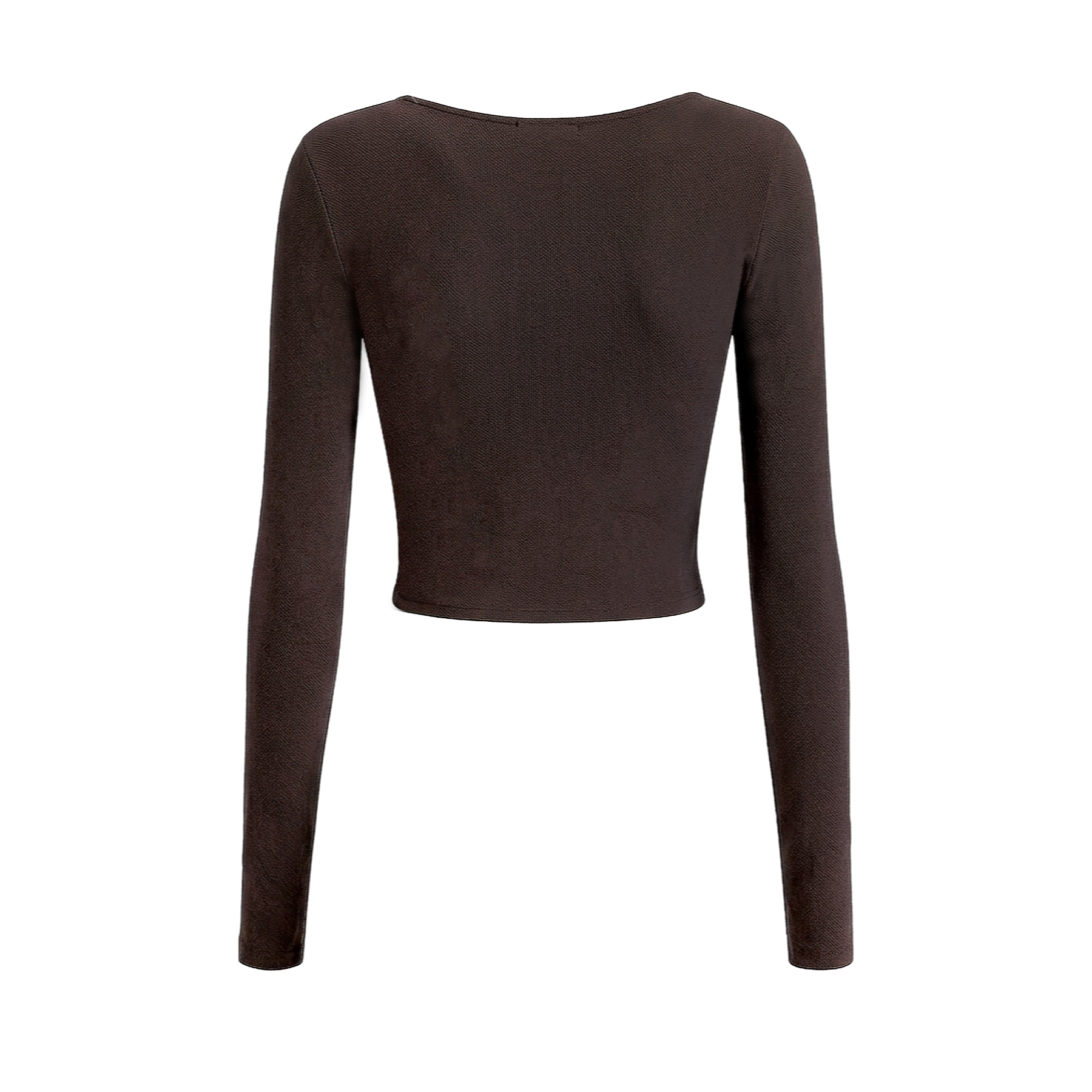 Áo tay dài nữ kiểu croptop DKMV phối viền ren dây thắt nơ