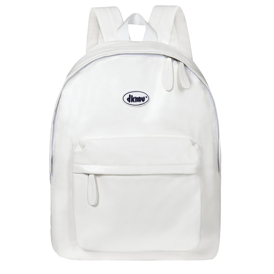 balo local brand da màu trắng basic leather backpack