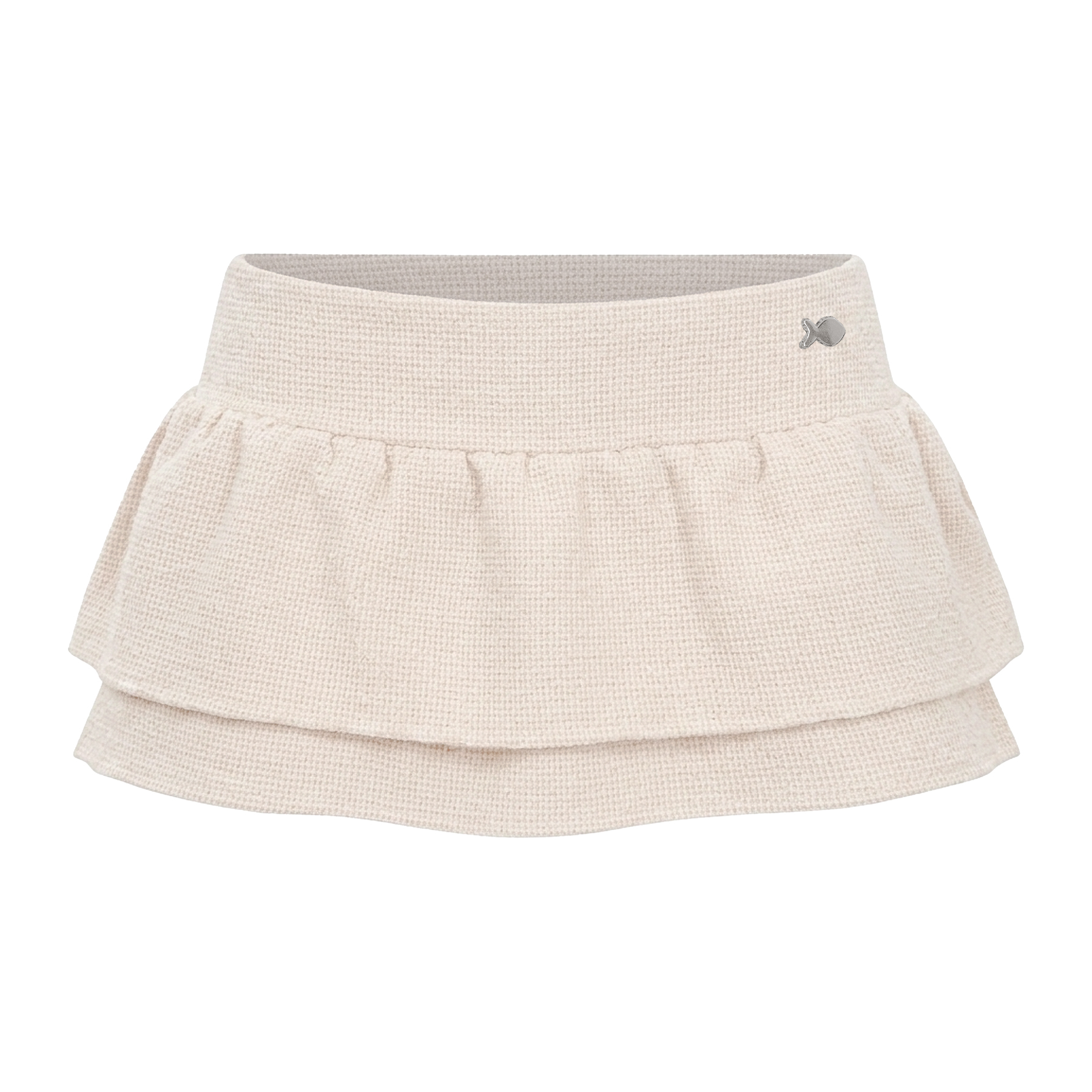 Chân váy nữ ngắn dáng xòe tầng DKMV lưng thấp vải tweed