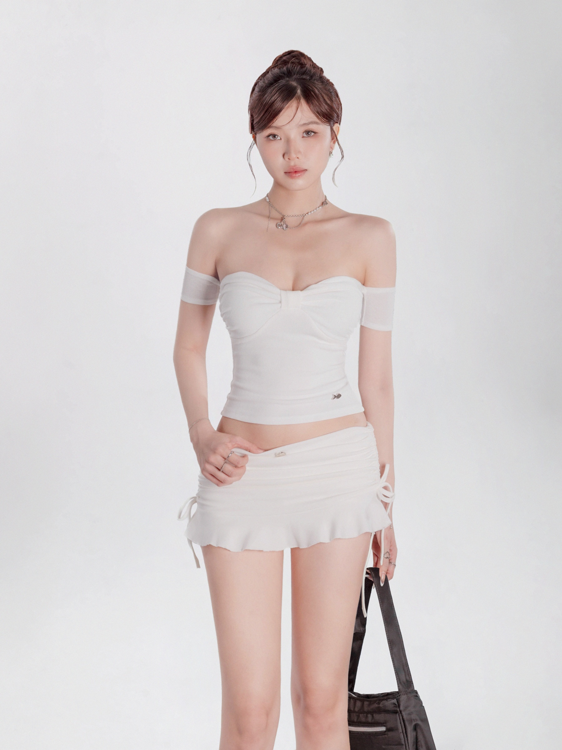 Chân váy ôm cạp thấp dây rút lai xoè DKMV thun nhũ