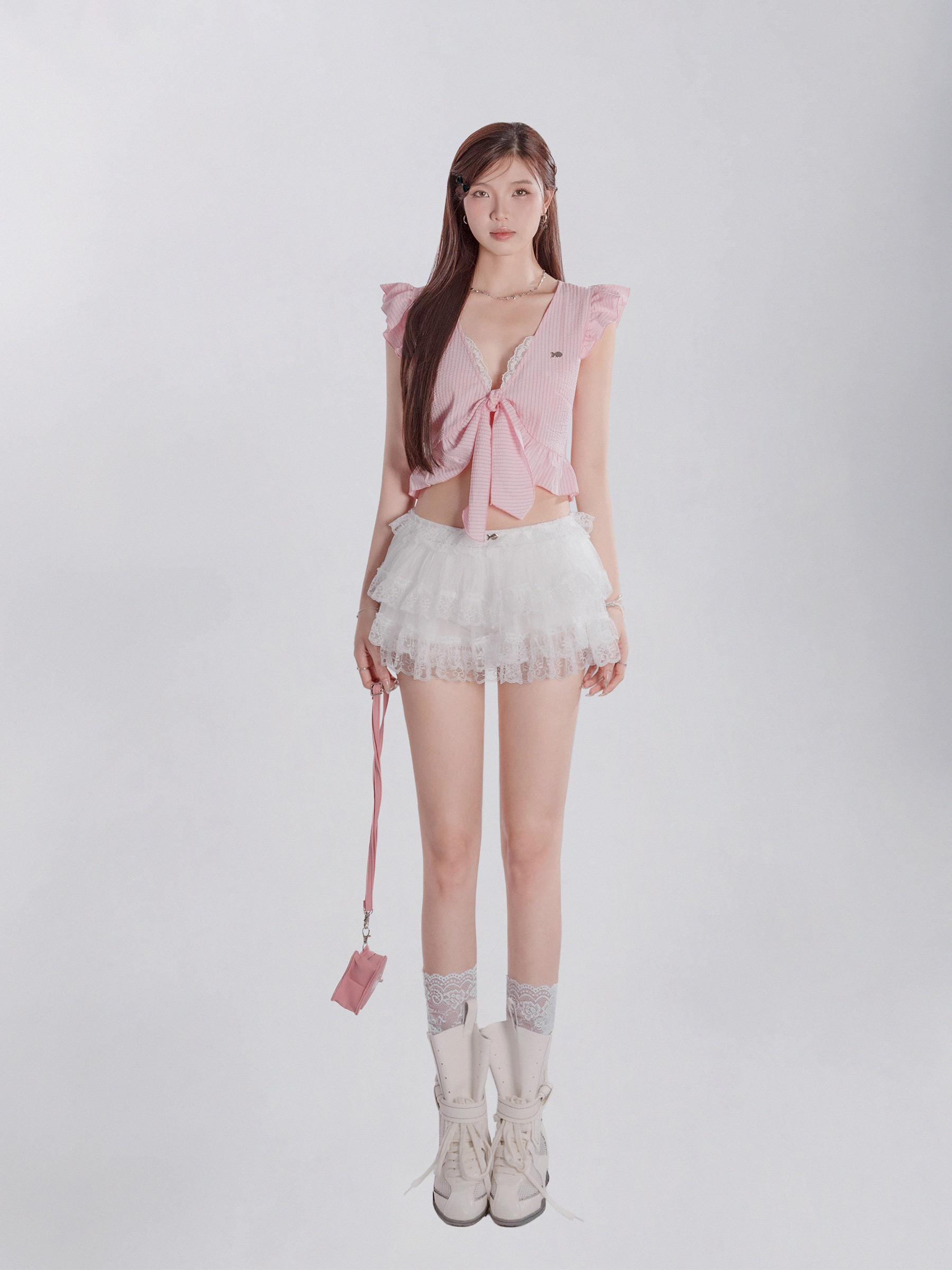 Chân váy xuyên thấu ballet nữ DKMV viền ren Cotton Candy Ballet Skirt