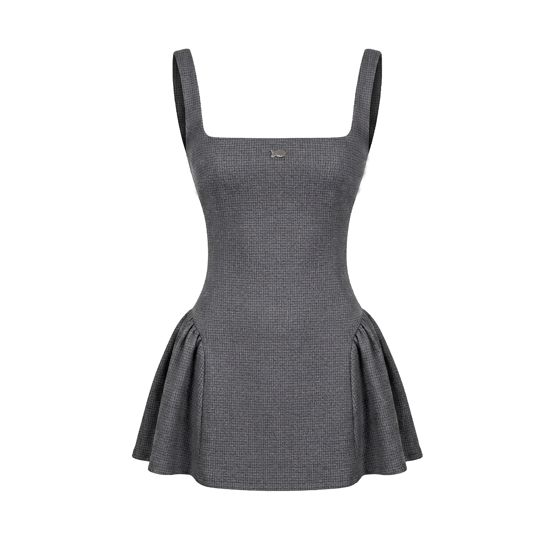 Đầm 2 dây kiểu nữ cổ vuông DKMV chất tweed dáng xoè