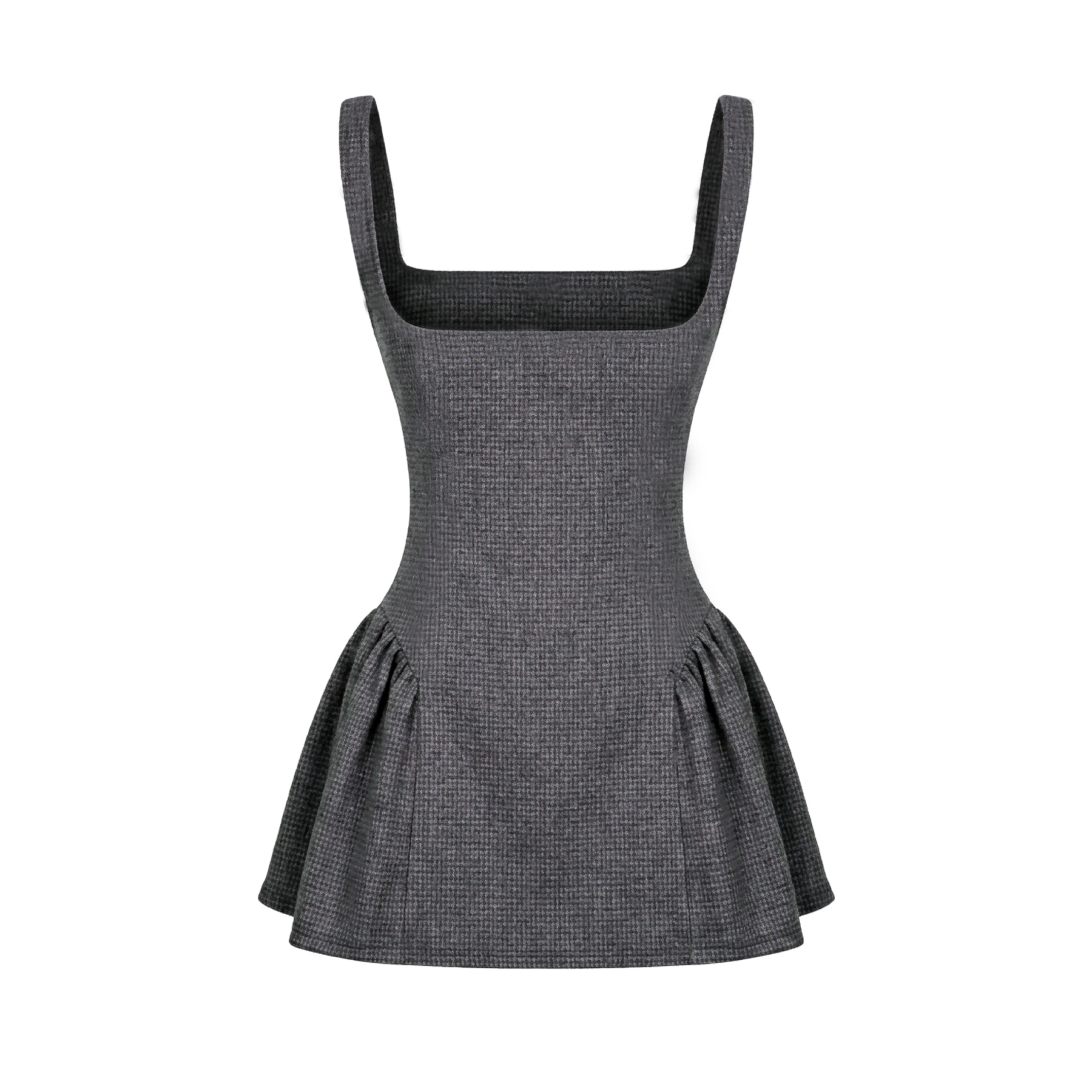 Đầm 2 dây kiểu nữ cổ vuông DKMV chất tweed dáng xoè