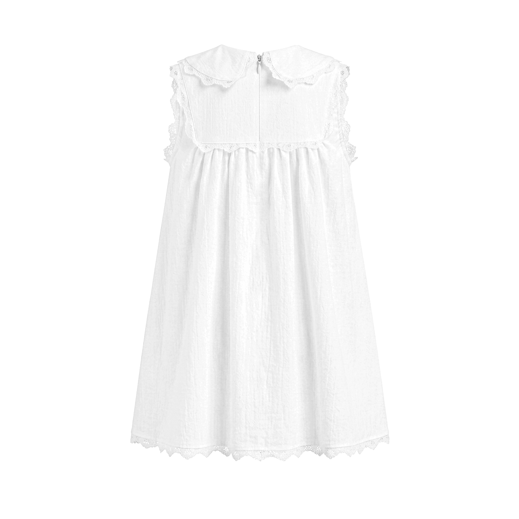Đầm babydoll trắng cổ sen sát nách DKMV phối ren