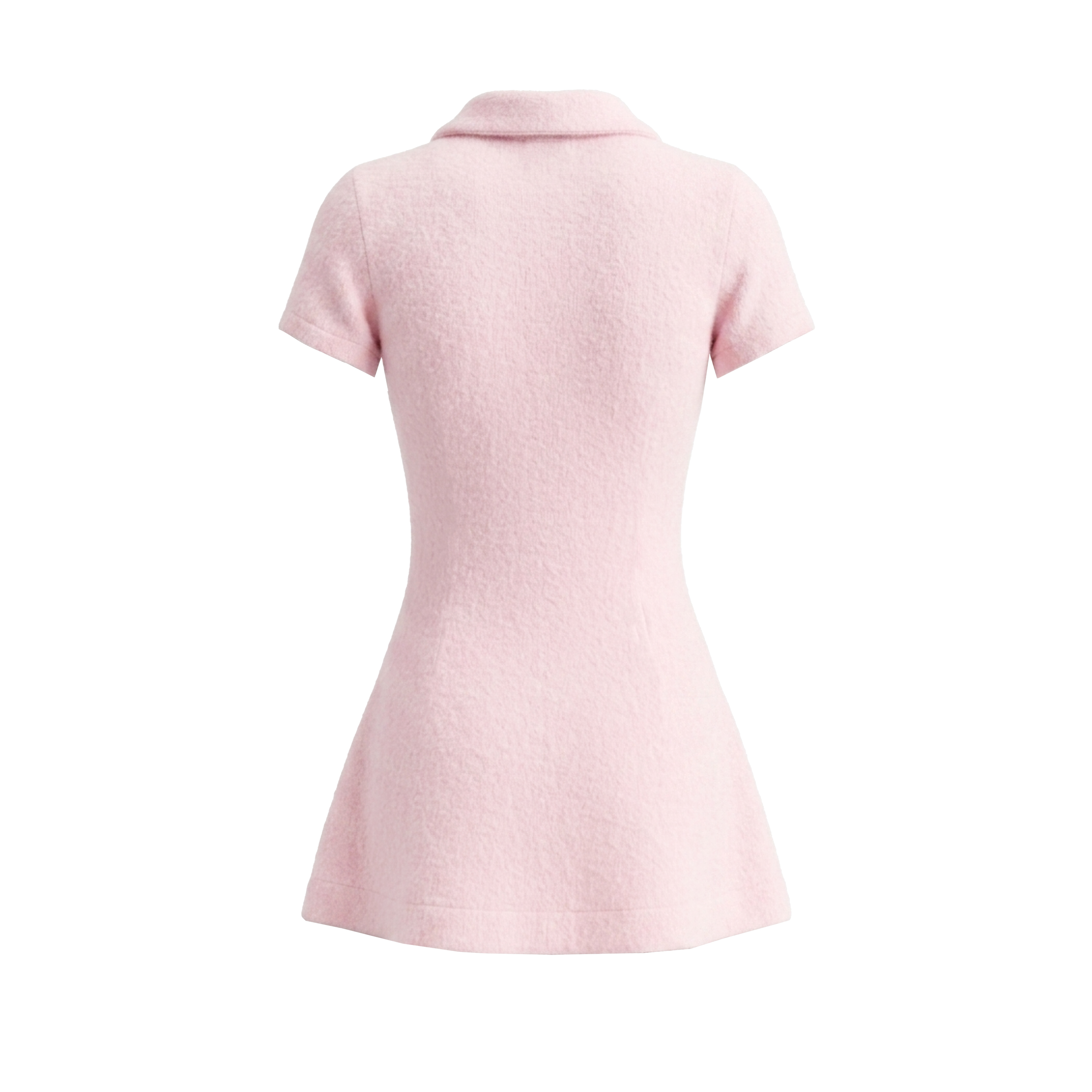 Đầm polo nữ DKMV dáng chữ A len lông thỏ phối cúc dọc thân