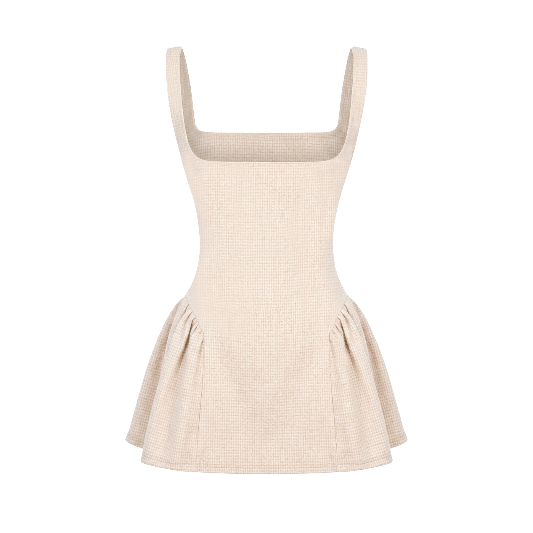 Đầm cổ vuông kiểu nữ 2 dây bản to DKMV chất tweed xoè