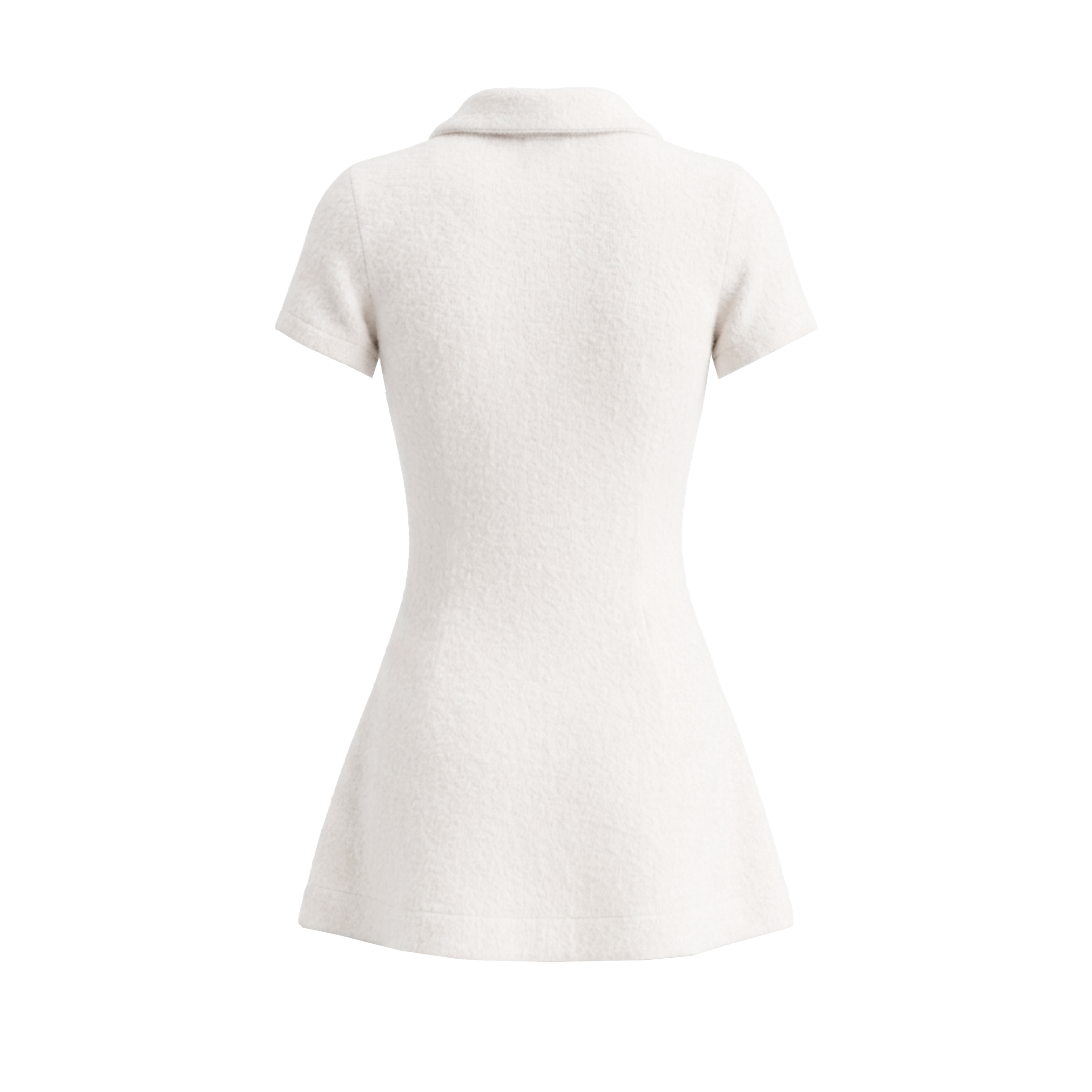 Đầm chữ A ngắn DKMV cổ polo len lông thỏ