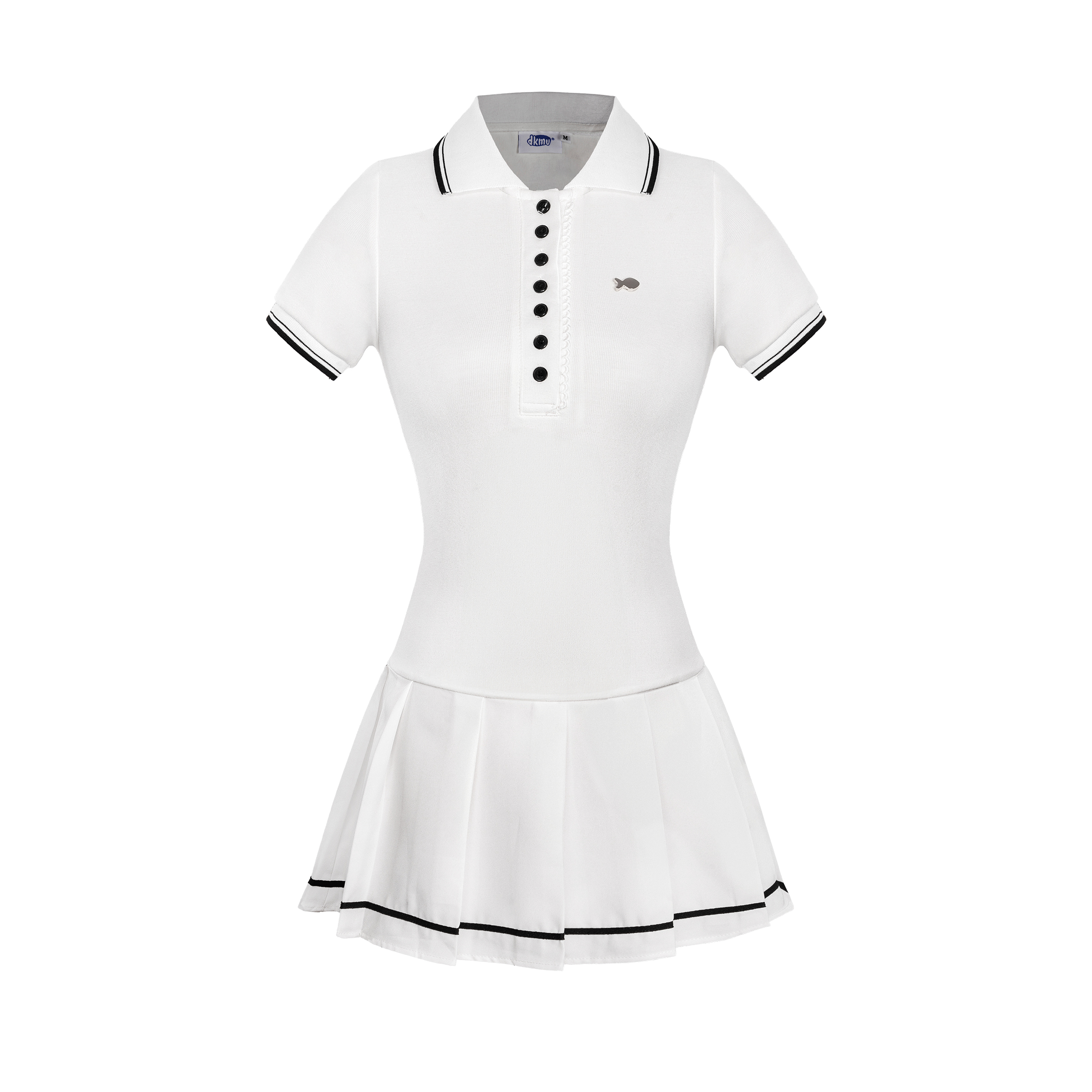 Đầm nữ cổ polo dáng váy xếp ly DKMV phối viền tương phản