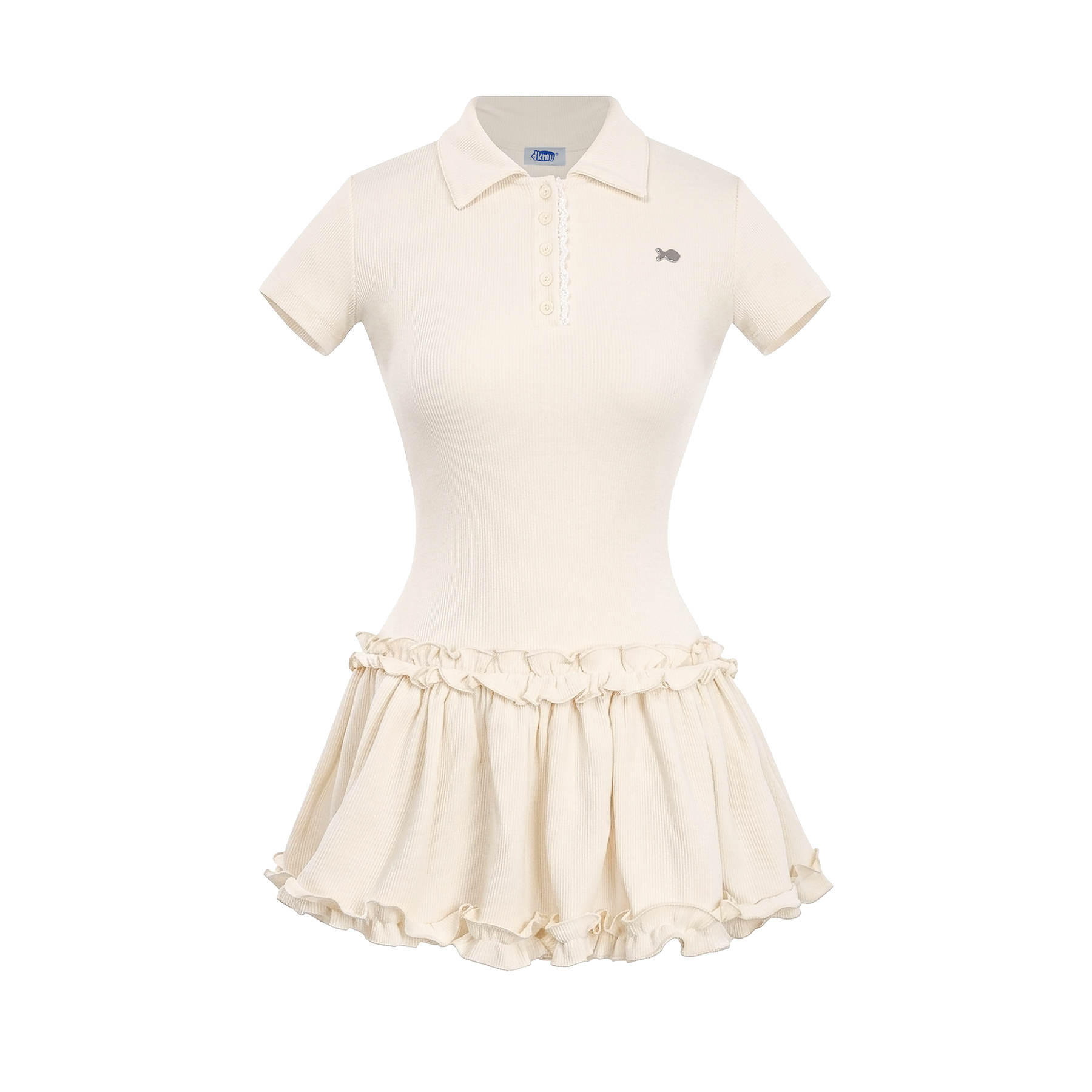 Đầm xòe ngắn cổ polo tay ngắn DKMV viền bèo điệu đà