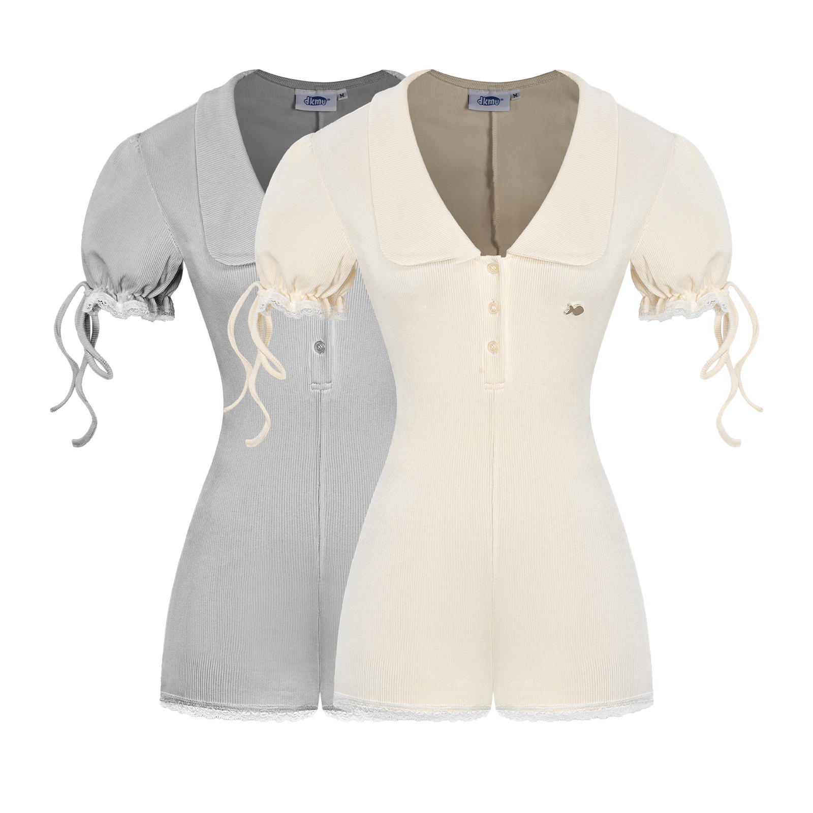 Jumpsuit nữ đùi tay bồng phối ren DKMV ôm dáng đáng yêu