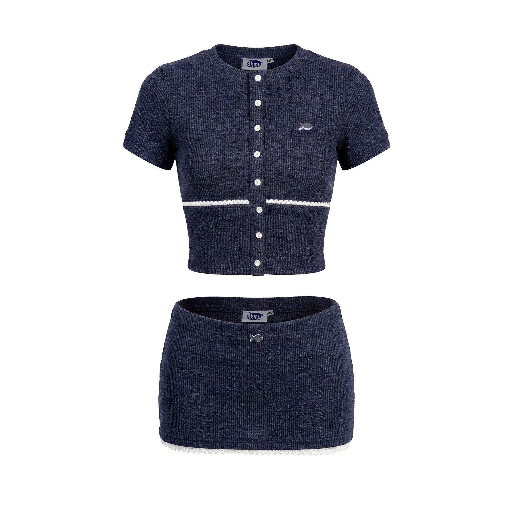 Set đồ kiểu nữ áo croptop và chân váy ngắn ôm DKMV thun len