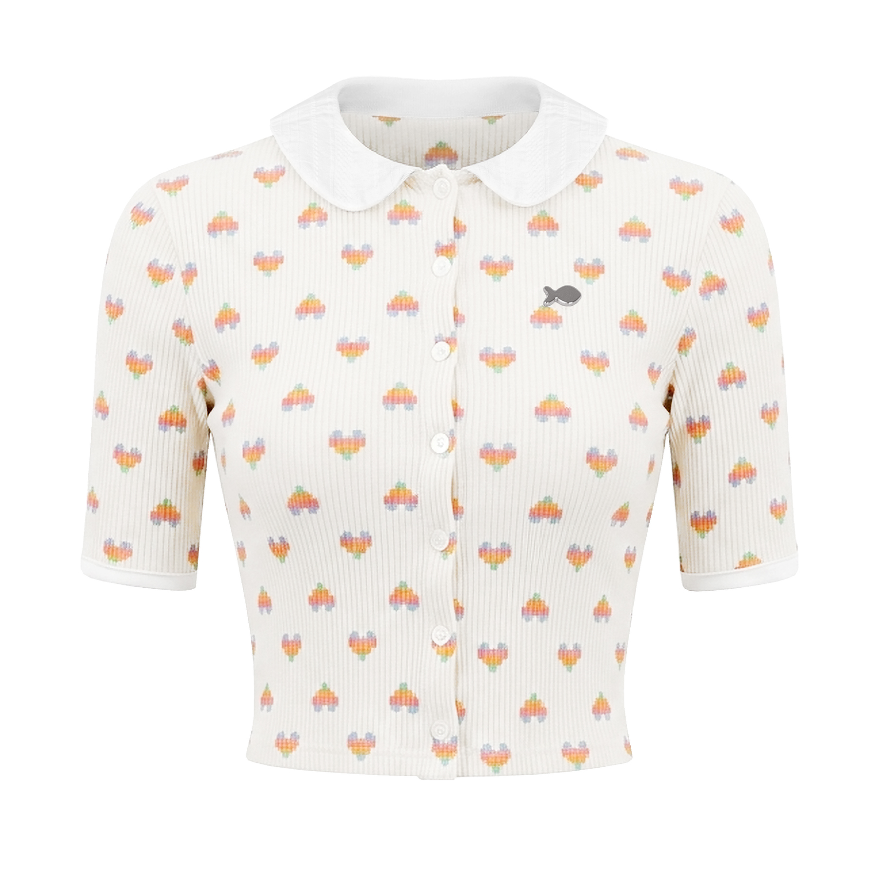 Set đồ nữ áo croptop quần đùi DKMV cổ sen hoạ tiết trái tim