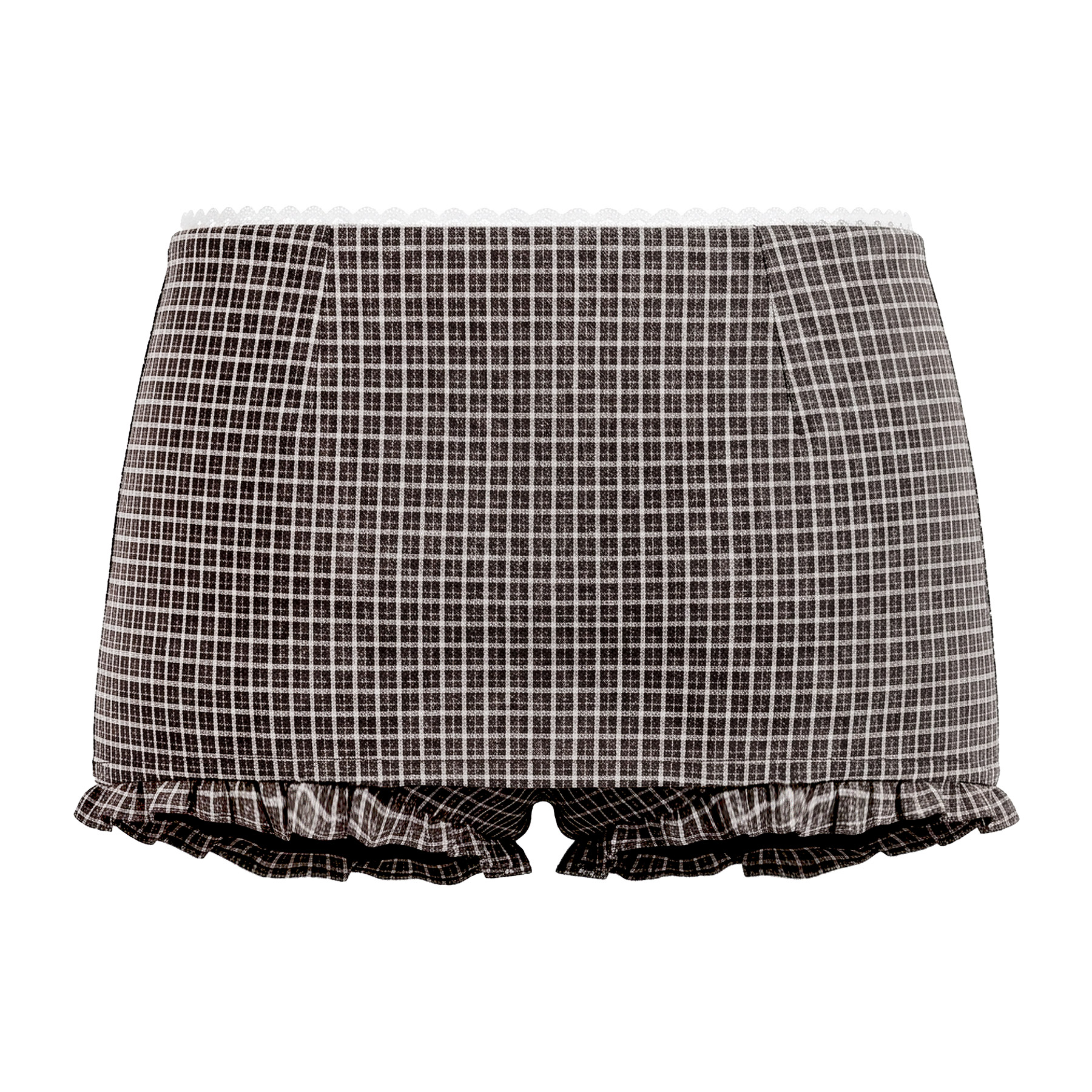 Set chân váy ngắn kèm quần bí cạp trễ DKMV thun sọc caro