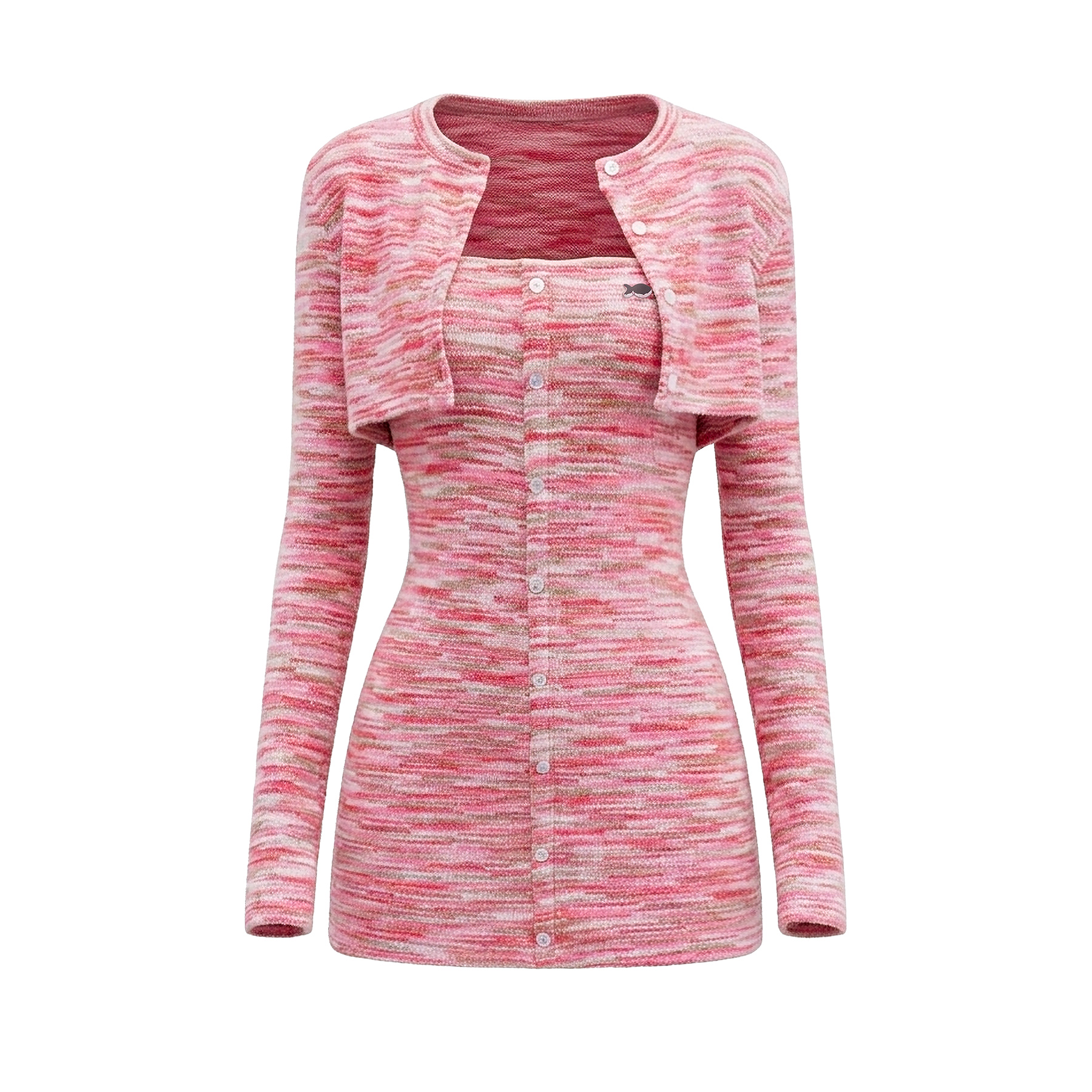 Set đầm cúp ngực phối áo khoác croptop DKMV kèm băng đô