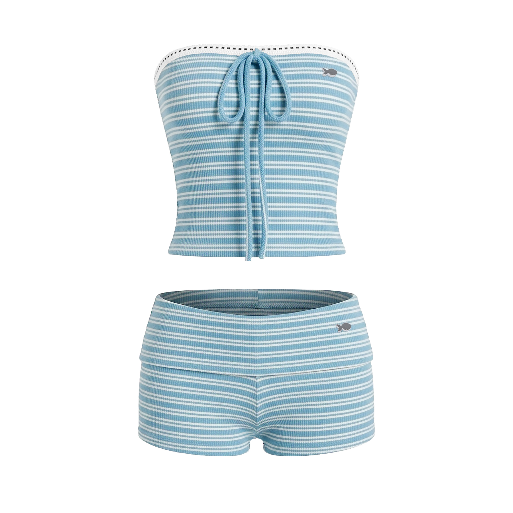 Set đồ đi biển nữ áo ống quần short DKMV thun len sọc ngang