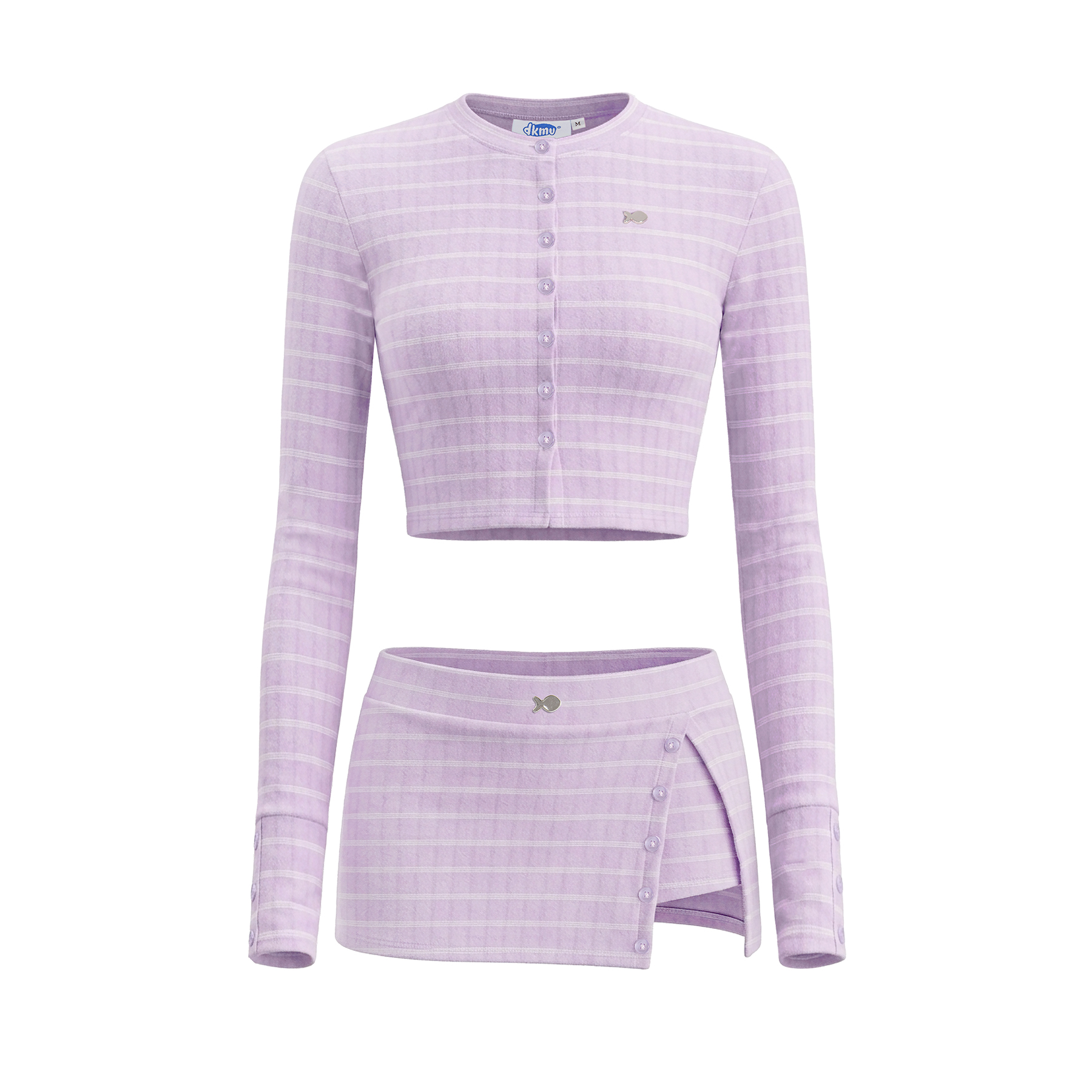 Set áo croptop và chân váy ngắn DKMV len lông thỏ kẻ caro
