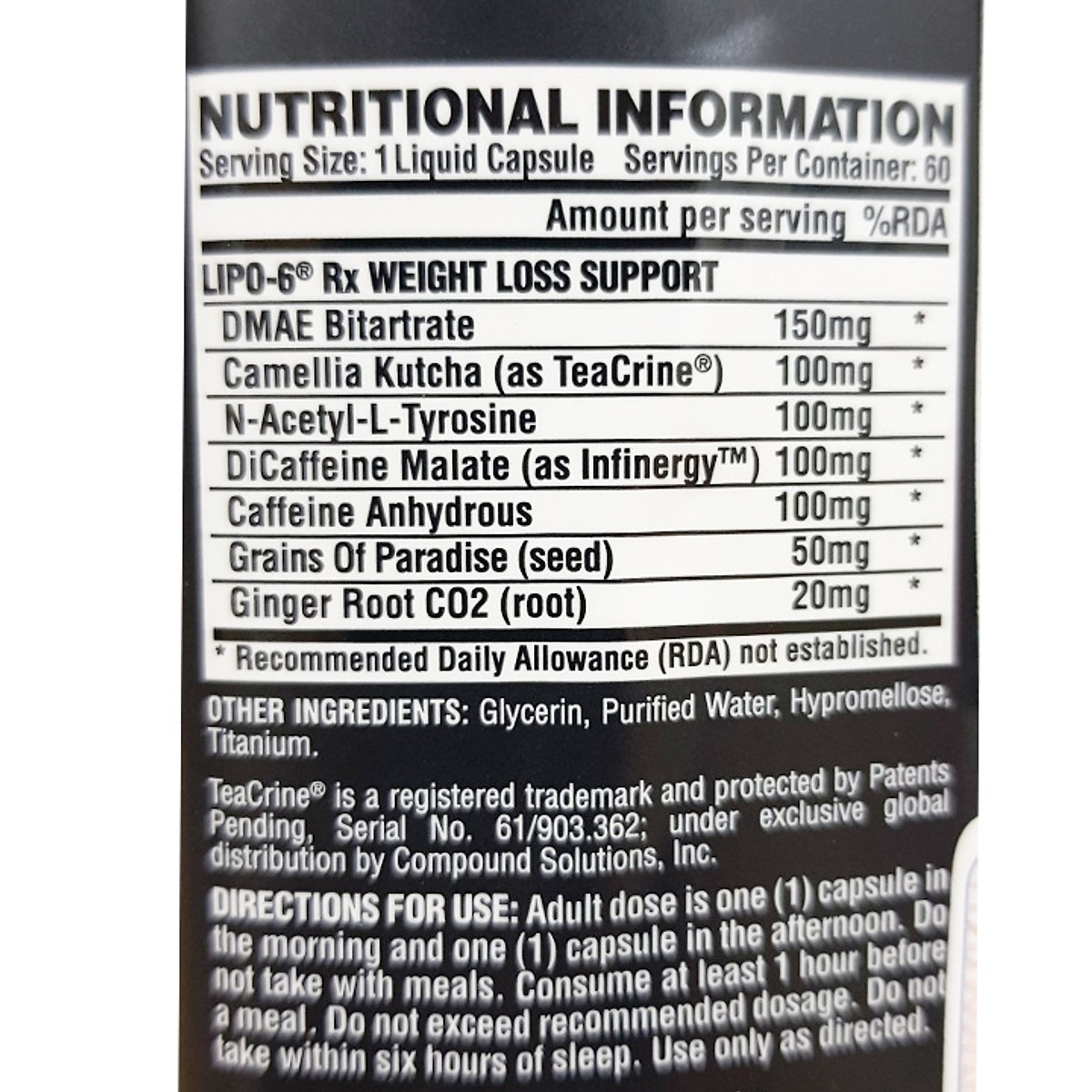 Combo LIPO 6 RX của Nutrex hỗ trợ giảm cân đốt mỡ siêu mạnh hộp 60 viên & Áo GYM đen size L (70kg - 80kg)