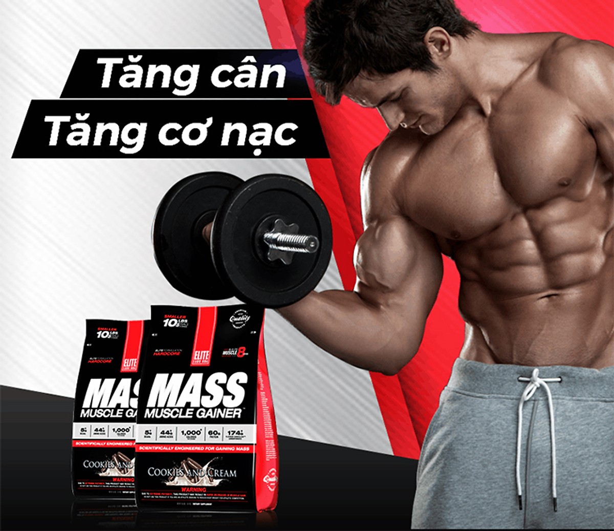 Sữa Tăng Cân Vị Chocolate Mass Muscle Gainer Elite Labs SMEL935 (4.62kg)