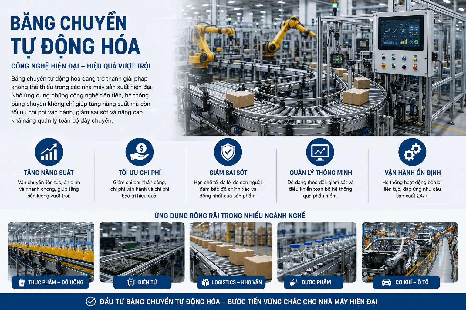 Tổng hợp công nghệ mới nhất cho băng chuyền tự động hoá
