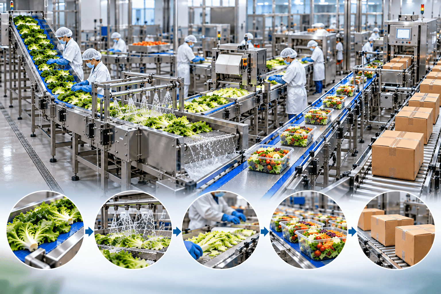 Băng tải chế biến thực phẩm: Giải pháp vận chuyển nguyên liệu, thành phẩm và yêu cầu kỹ thuật