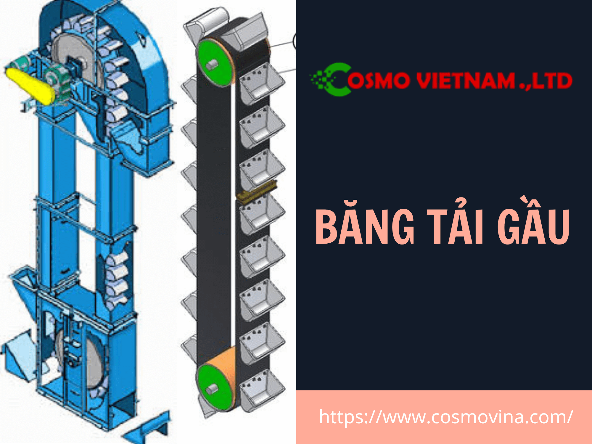 Cấu tạo và cách thức hoạt động của băng tải gầu