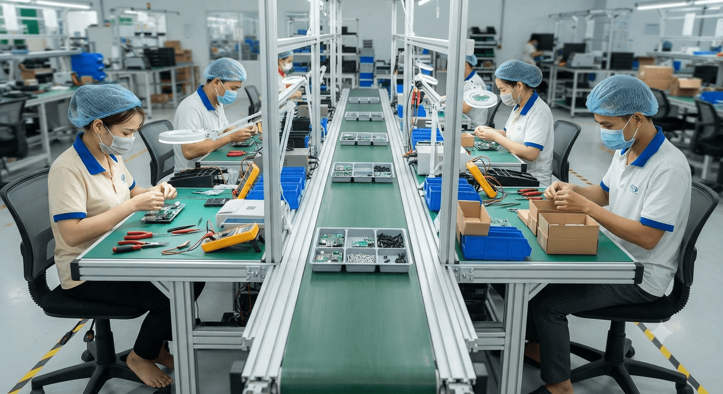 Băng tải mini bàn thao tác: Giải pháp vận chuyển và lắp ráp sản phẩm trên dây chuyền