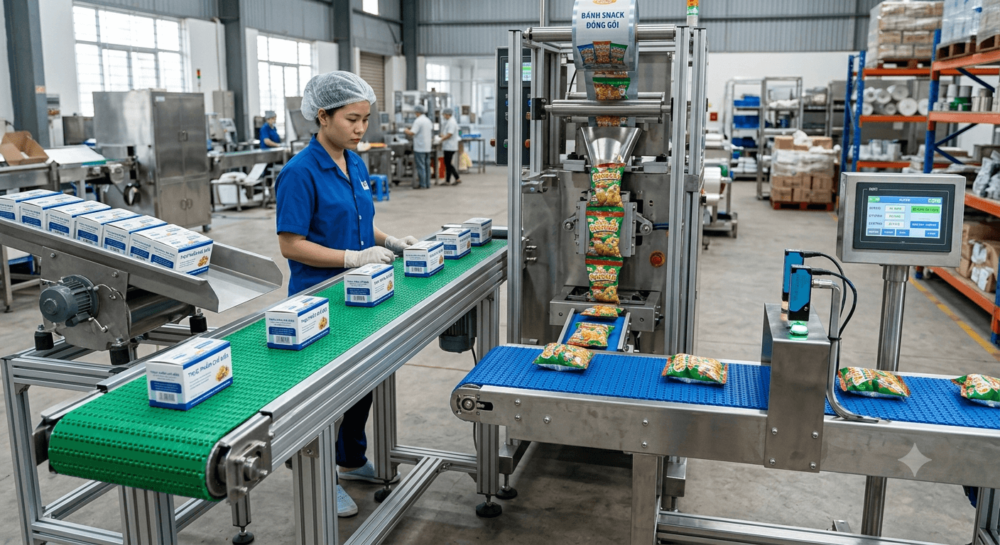 Băng tải mini cho dây chuyền đóng gói: Cấu tạo, kích thước và giải pháp vận chuyển sản phẩm