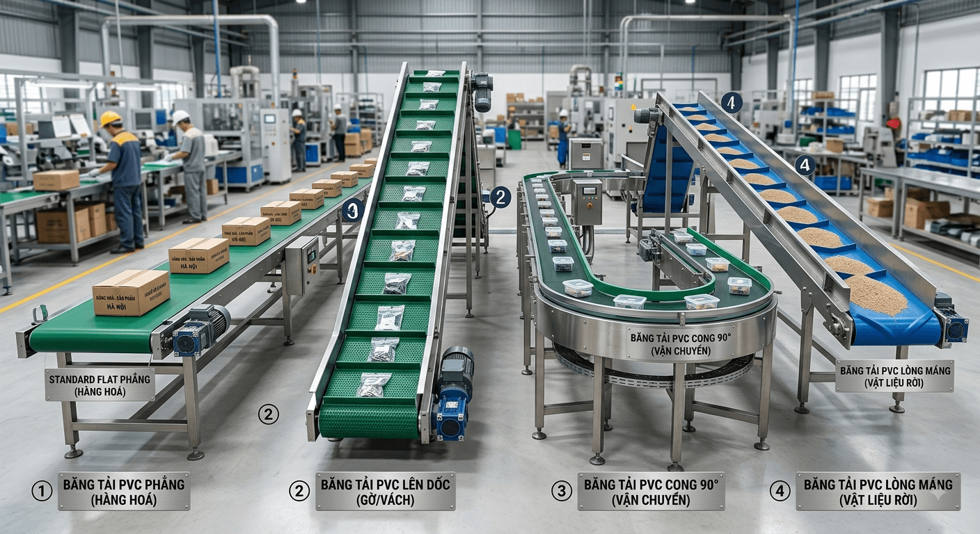 Cách chọn băng tải PVC phù hợp: Kích thước, độ dày, tải trọng và môi trường sử dụng