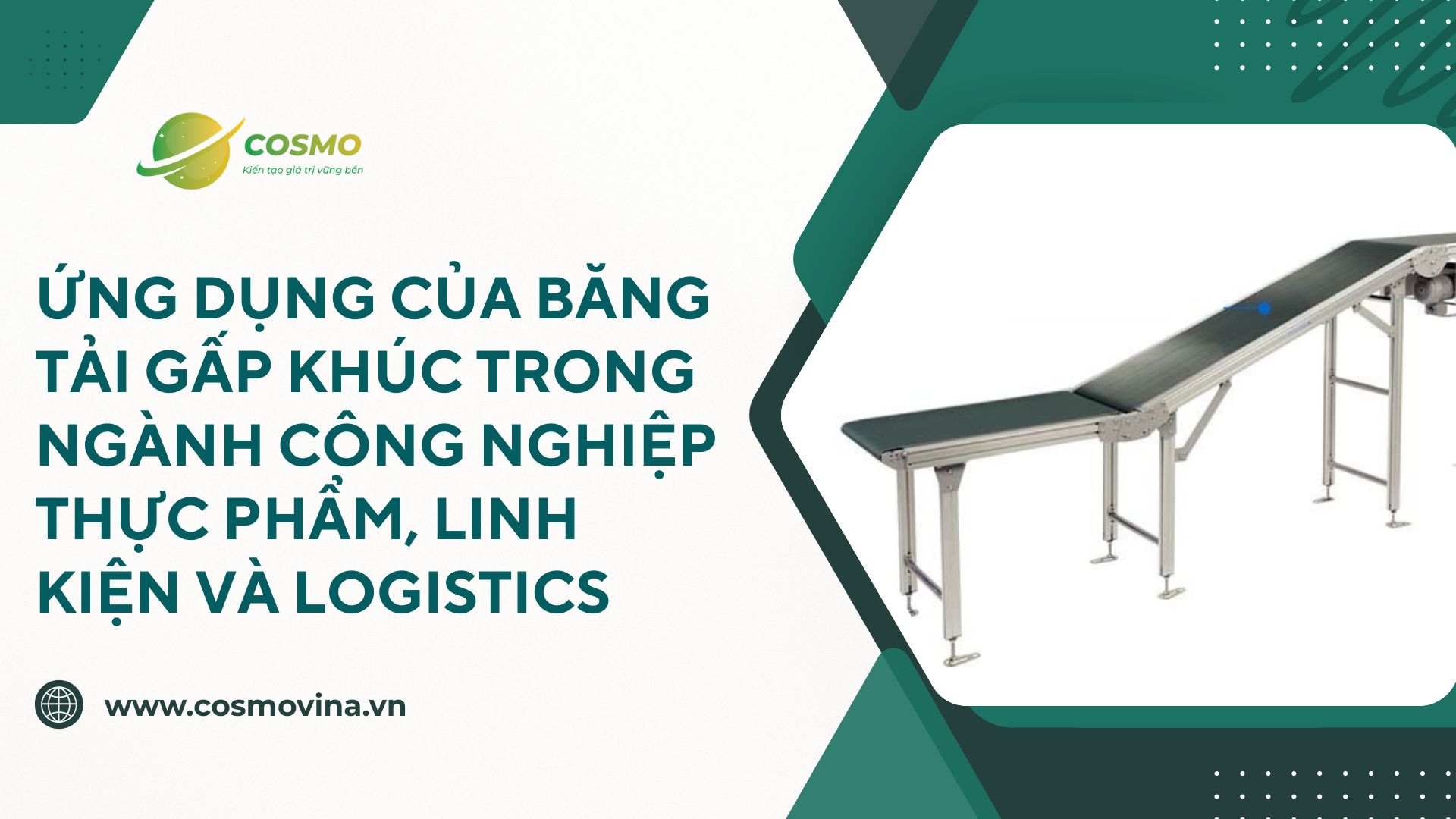 Ứng dụng của băng tải gấp khúc trong ngành công nghiệp thực phẩm, linh kiện và logistics