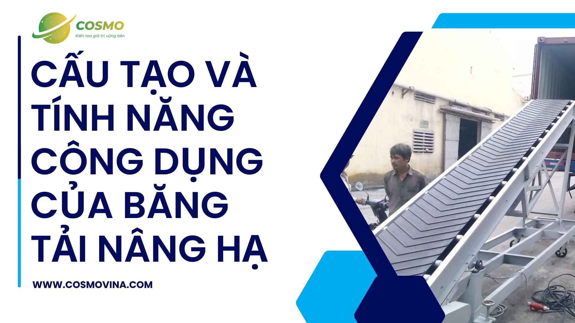 Cấu tạo và tính năng công dụng của băng tải nâng hạ