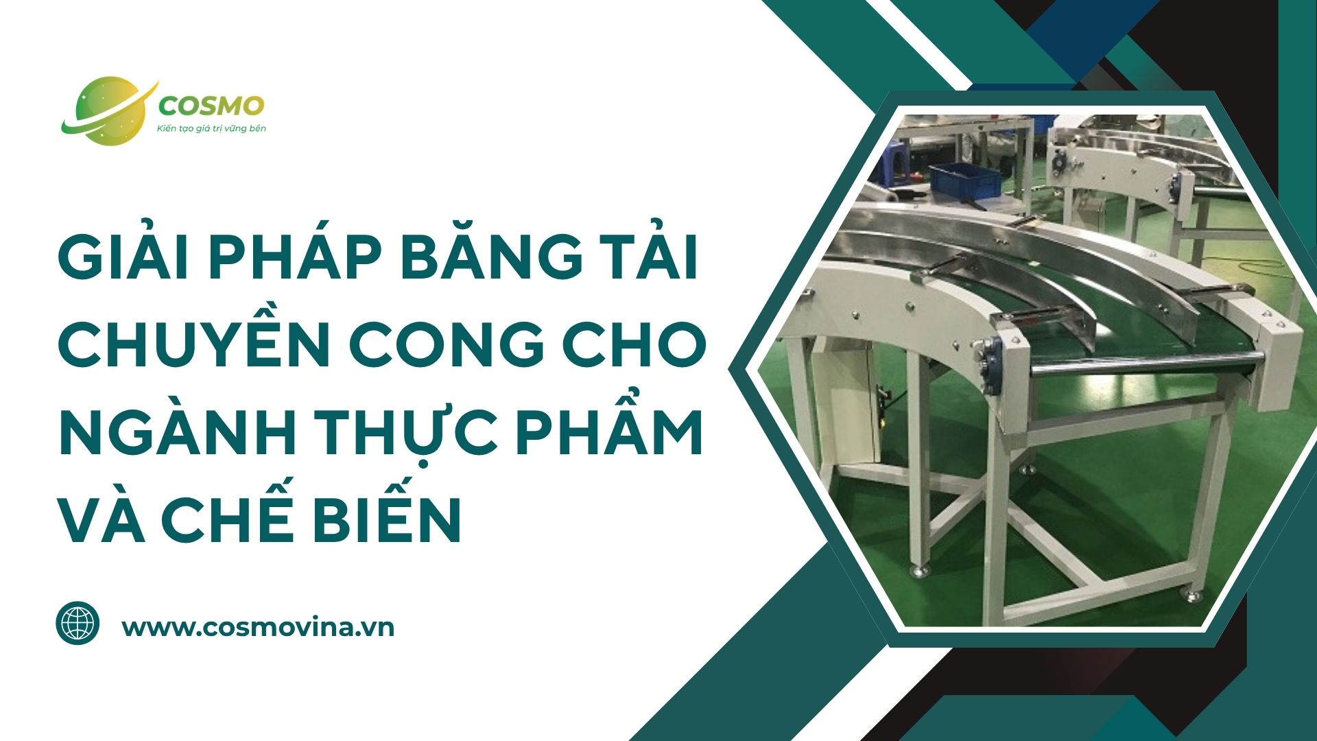 Giải pháp băng tải chuyền cong cho ngành thực phẩm và chế biến