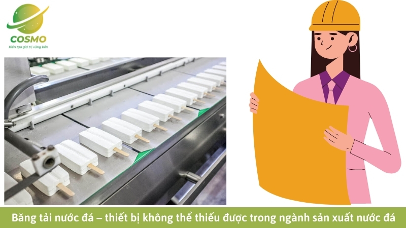 Băng tải nước đá – thiết bị không thể thiếu được trong ngành sản xuất nước đá