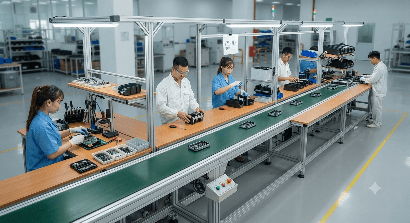Băng tải có bàn thao tác là gì?