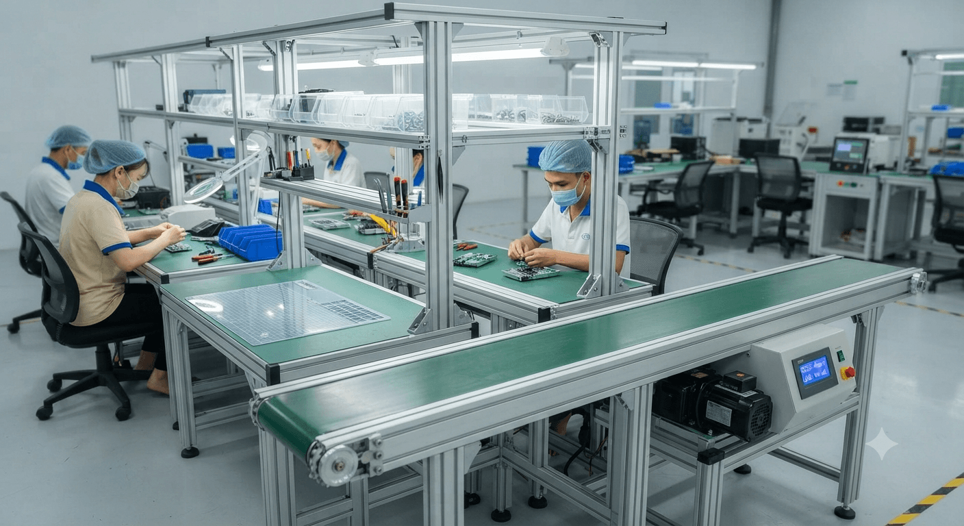 Băng tải mini bàn thao tác là gì?