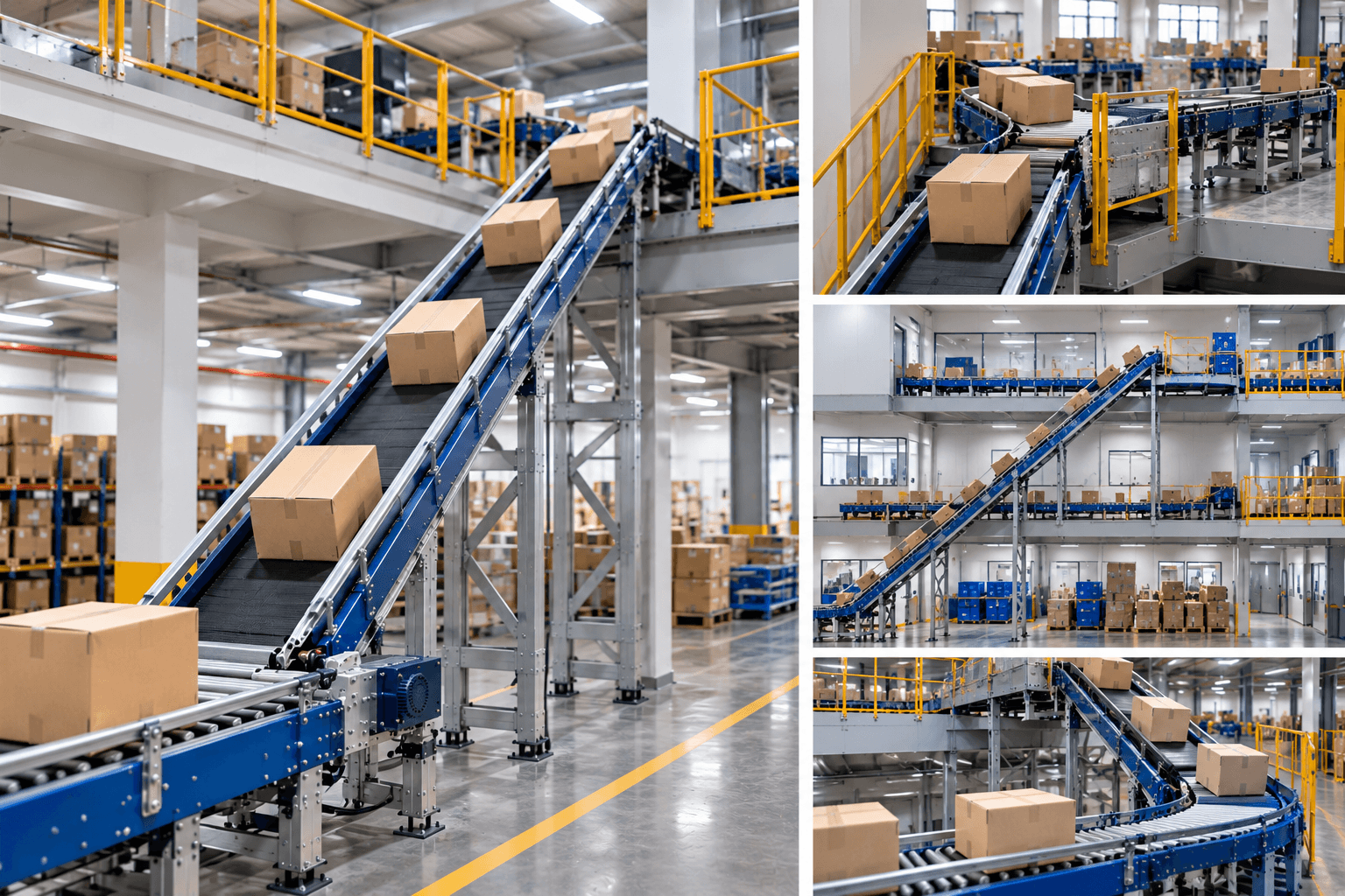 Băng tải nâng hàng lên cao có thể chuyển tầng như thế nào?
