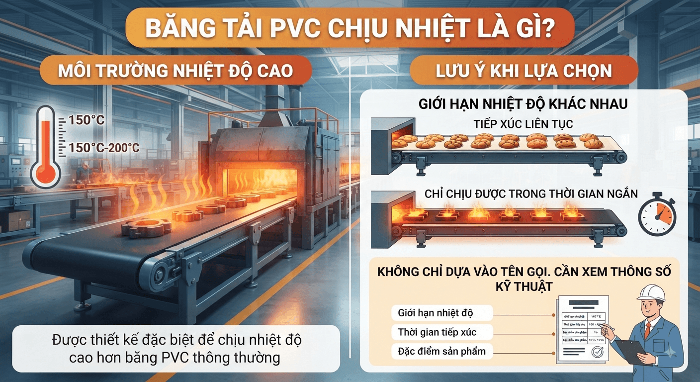 Băng tải PVC chịu nhiệt là gì?
