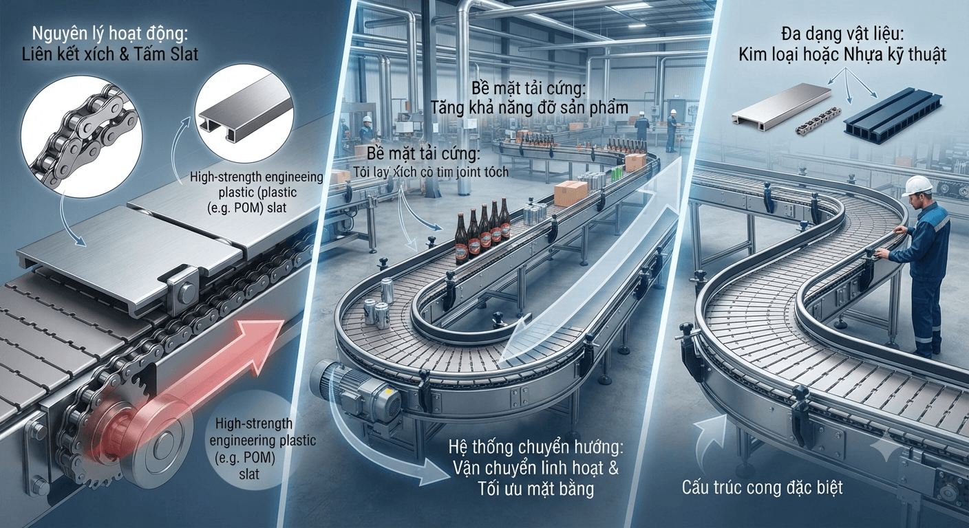 Băng tải xích Slat là gì
