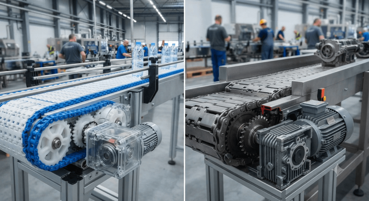 Băng tải xích nhựa và xích inox là gì